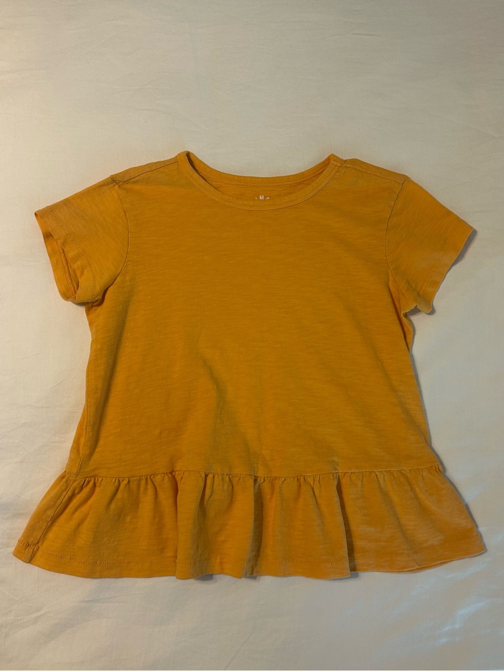 Primary Short Sleeve Ruffle Hem Short Sleeve Top Orange Size 8